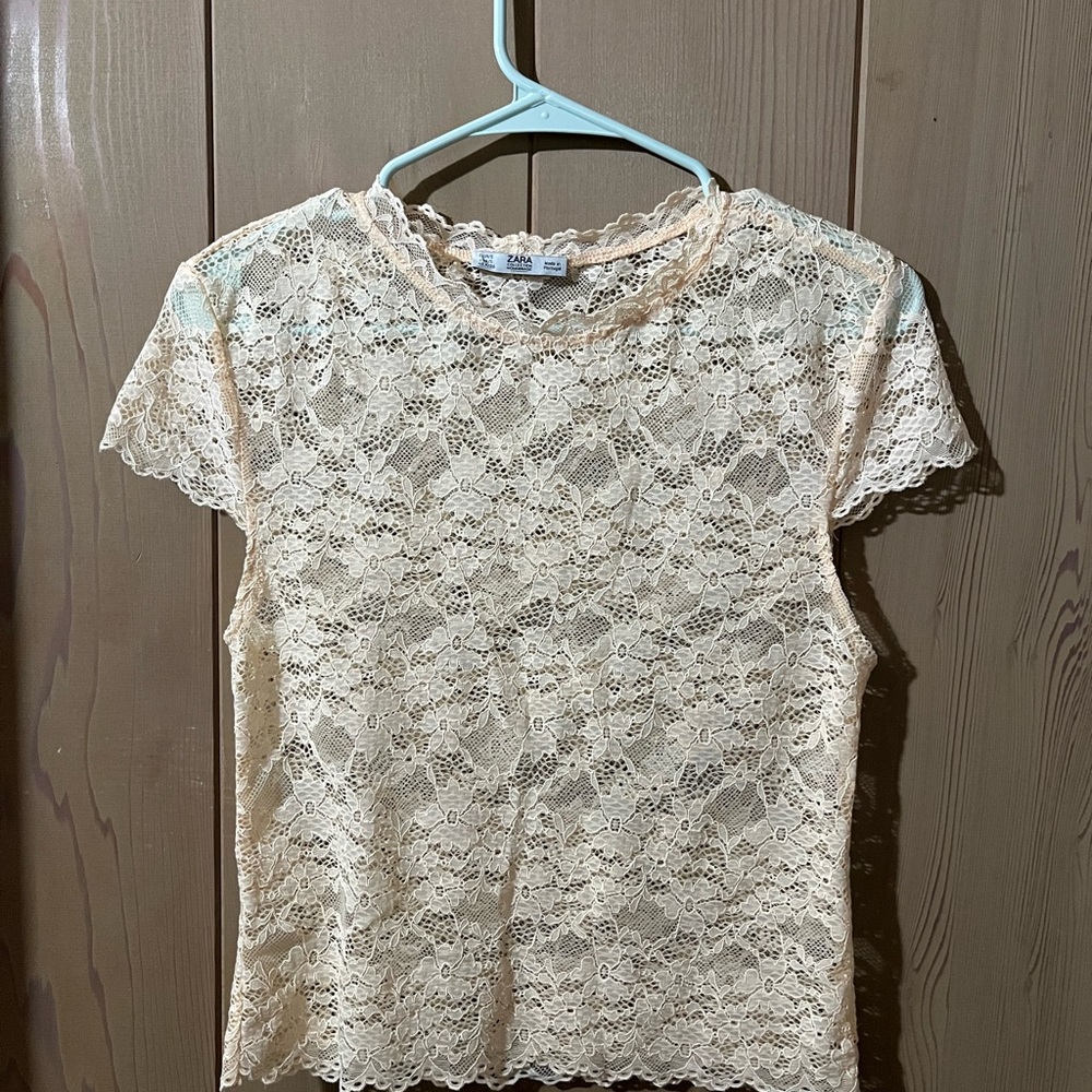 Zara Lace Cream Top